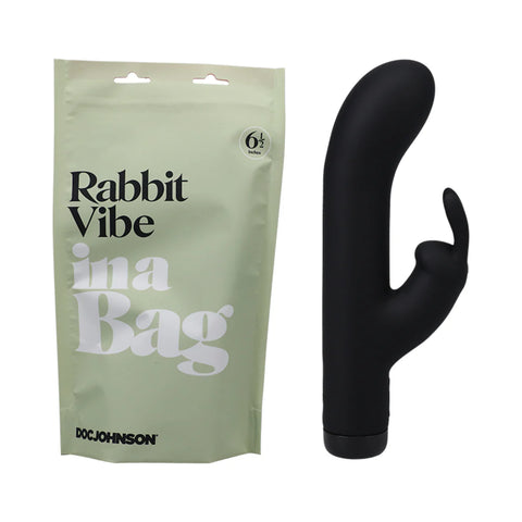 Doc Johnson Rabbit Vibe In A Bag Rechargeable Silicone Dual Stimulation Vibrator Black