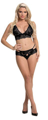 SUGAR & SPICE BRA & PANTY SET BLACK S/M