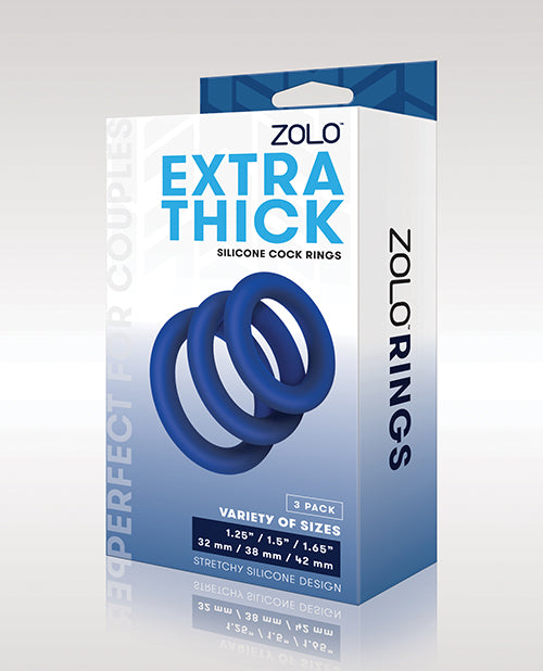 ZOLO EXTRA THICK SILICONE COCK RING 3PK