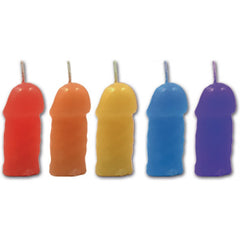 RAINBOW PECKER PARTY CANDLES 5PK