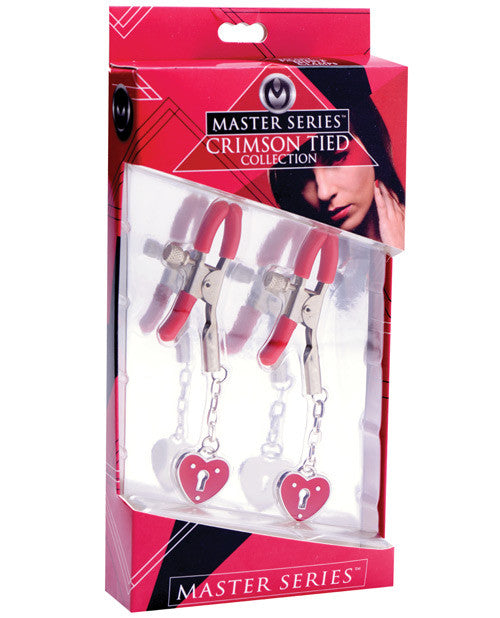 MASTER SERIES CHARMED HEART PADLOCK NIPPLE CLAMPS