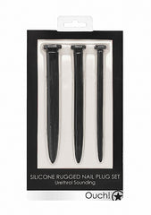 SILICONE RUGGED NAIL PLUG SET URETHRAL SOUNDING BLACK