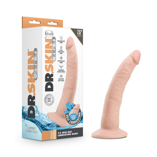 DR SKIN GLIDE 7.5 SELF LUBRICATING DILDO VANILLA