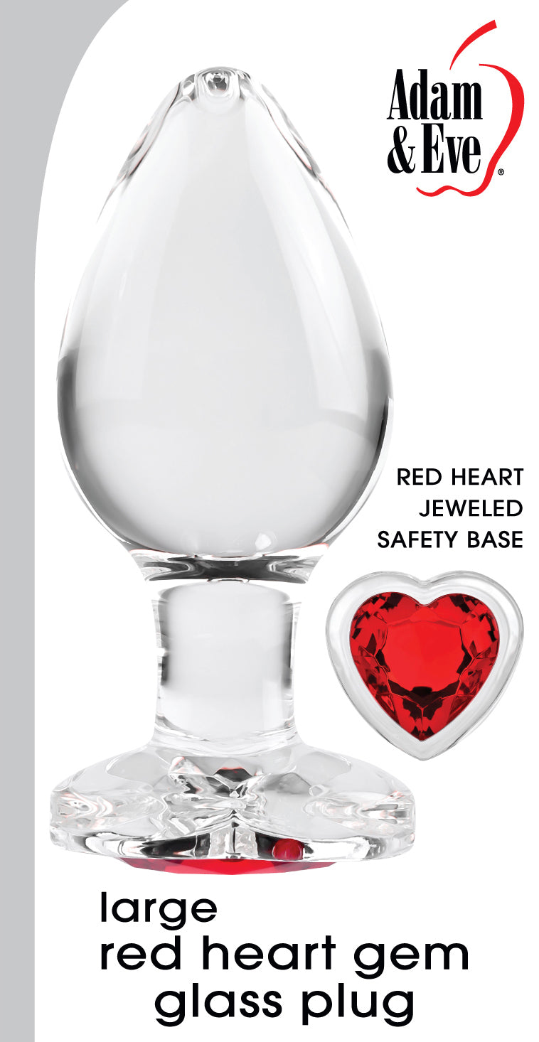 ADAM & EVE RED HEART GEM GLASS PLUG LARGE