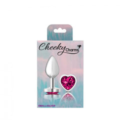 CHEEKY CHARMS HEART BRIGHT PINK SMALL SILVER PLUG