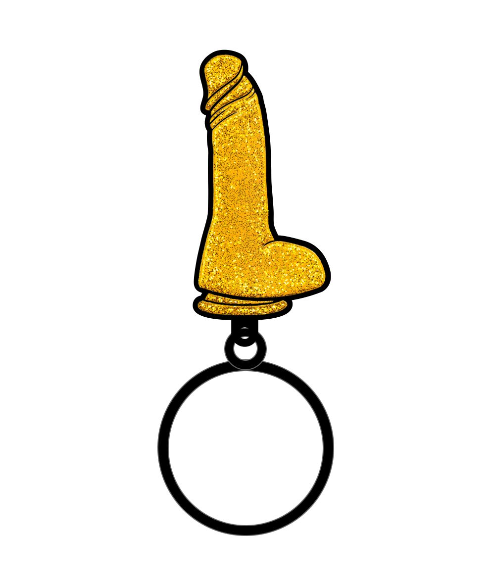 GOLD GLITTER DILDO KEYCHAIN