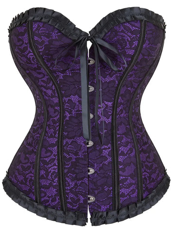 Ruffle Strapless Corset Bustier Purple & Black