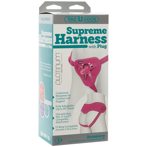 VAC U LOCK PLATINUM SUPREME HARNESS W/PLUG PINK