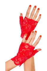 Fingerless Lace Gloves Red