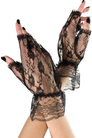 Fingerless Lace Gloves Black