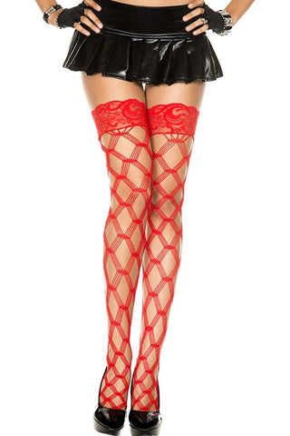 Multi Strand Spandex Diamond High Thigh Red