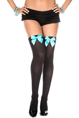 Thigh Hi with Satin Bow (Black/Hot Pink)