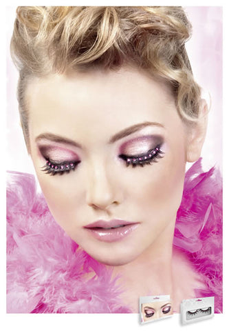 Black-Hot Pink Rhinestone Eyelashes 