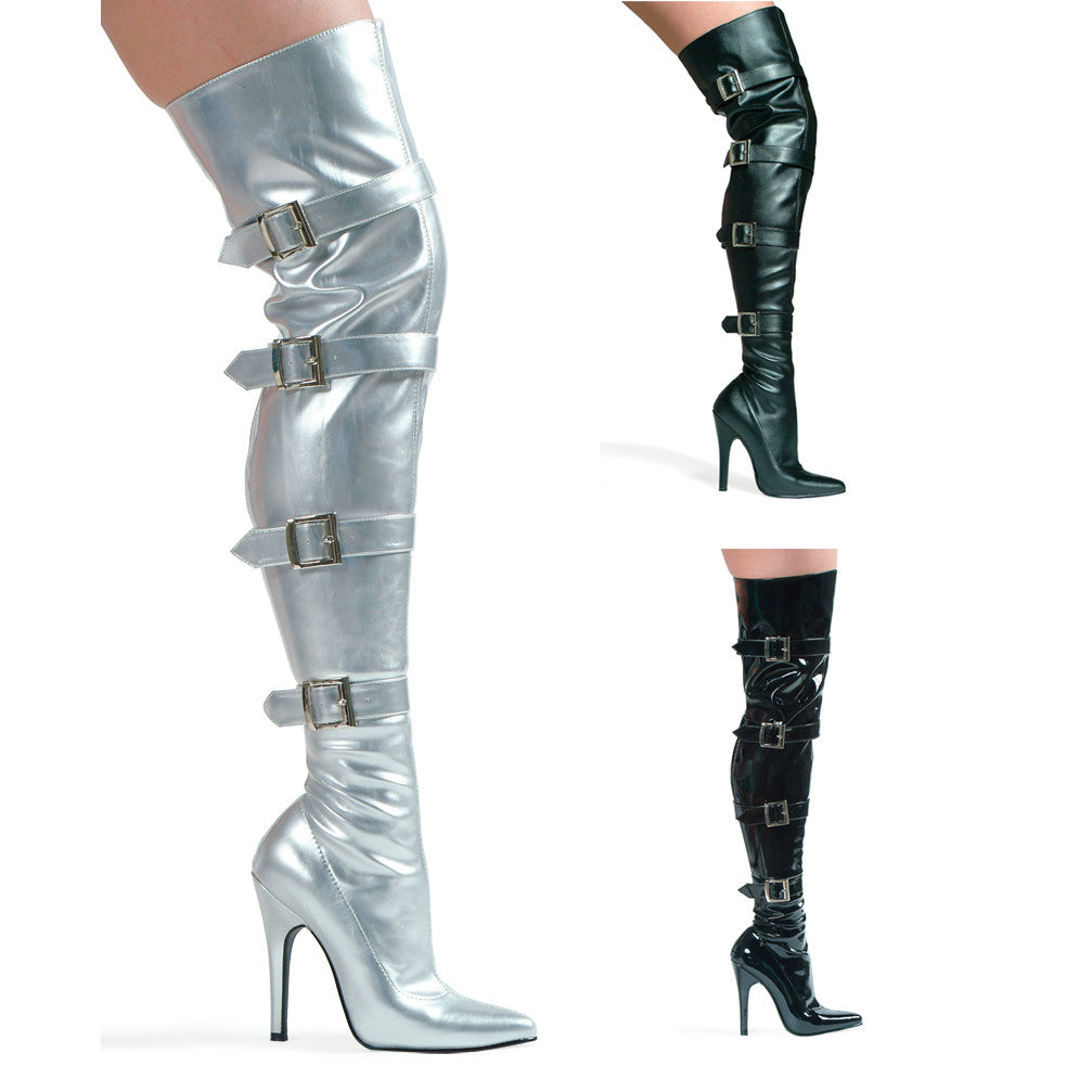 Buckleup 5" Heel Stretch Thigh Boot W/Buckles & Innerzipper.