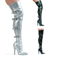 Buckleup 5" Heel Stretch Thigh Boot W/Buckles & Innerzipper.